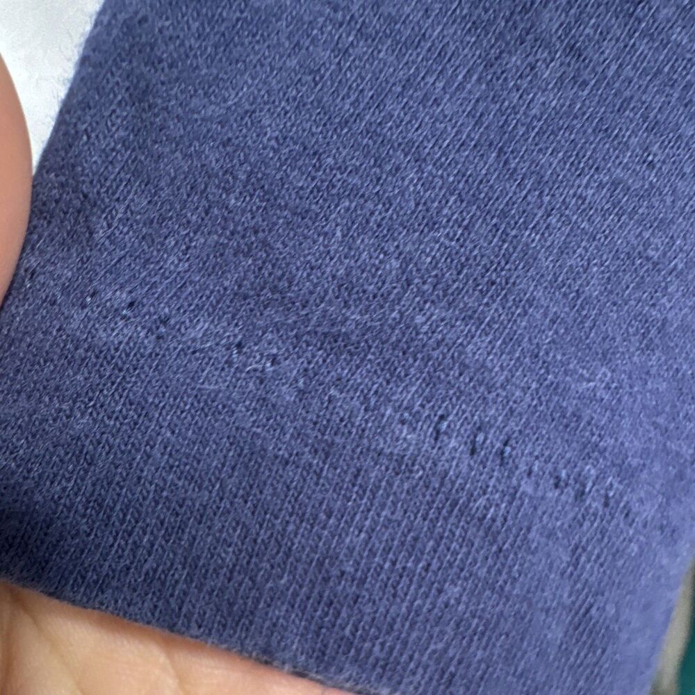 90s Fruit of the Loom Men's Blue Solid Crew Neck Short Sleeve Cotton T-Shirt M - Picture 3 of 4